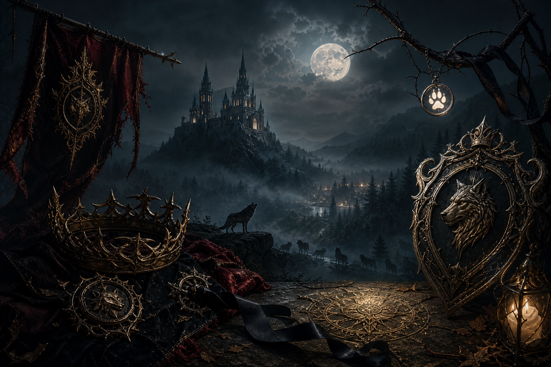 The Lycan King's Defiant Surrogate - Thorn Bookshop mood artwork